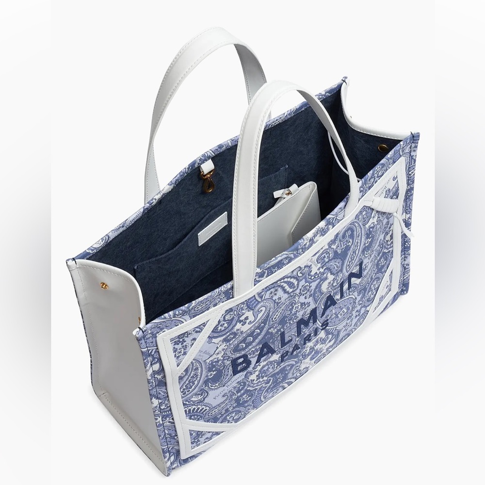 Balmain Medium B-Army Paislet Canvas Shopper Bag in blue designer women’s - Picture 16 of 16